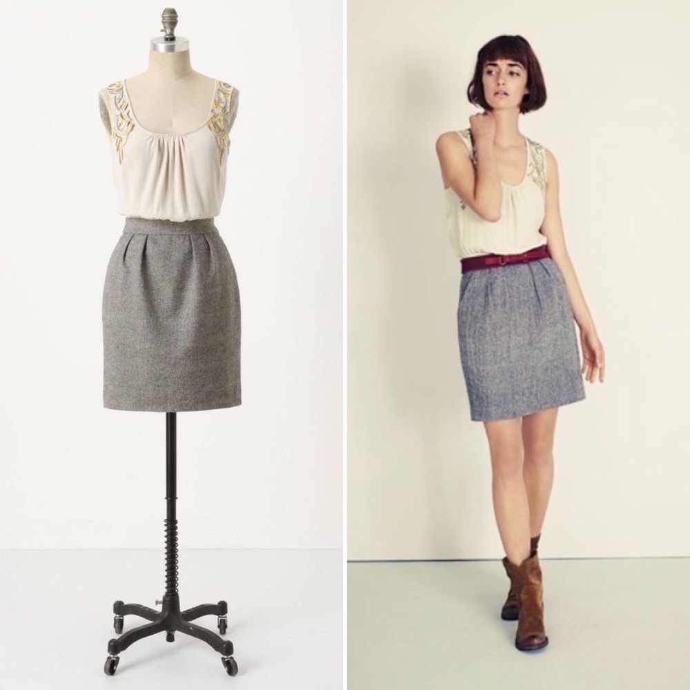 Anthropologie Tabitha Wool Tweed Silk Beaded dress